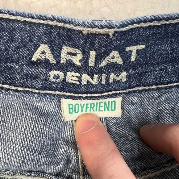 Ariat Denim Jeans Womens 33 Regular Blue Boyfriend Fit Dark Wash Stretch Denim - Picture 13 of 16